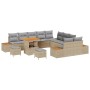 Conjunto de sofá de jardín con cojín 13 pcs Beige Poliratán