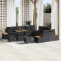 Conjunto de sofá de jardín con cojín 13 pcs Negro Poliratán