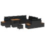 Conjunto de sofá de jardín con cojín 13 pcs Negro Poliratán