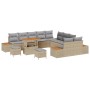 Conjunto de sofá de jardín con cojín 13 pcs Beige Poliratán