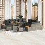 Conjunto de sofá de jardín con cojín 13 pcs Gris Poliratán