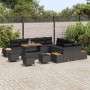 Conjunto de sofá de jardín con cojín 14 pcs Negro Poliratán