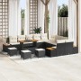 Conjunto de sofá de jardín con cojín 14 pcs Negro Poliratán