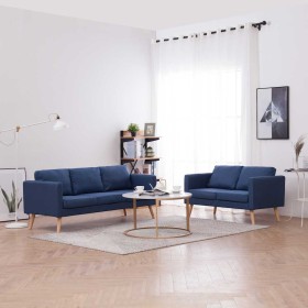 Conjunto de sofás 2 piezas tela azul