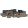 Conjunto de sofá de jardín con cojín 14 pcs Gris Poliratán