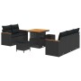 Conjunto de sofá de jardín con cojín 8 pcs Negro Poliratán
