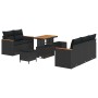 Conjunto de sofá de jardín con cojín 8 pcs Negro Poliratán