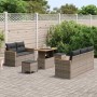 Conjunto de sofá de jardín con cojín 8 pcs Gris Poliratán