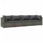 4-teiliges Gartensofa-Set und graue synthetische Rattankissen von vidaXL, Gartensets - Ref: Foro24-3101429, Preis: 432,36 €, ...