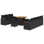 Conjunto de sofá de jardín con cojín 10 pcs Negro Poliratán