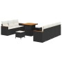 Conjunto de sofá de jardín con cojín 10 pcs Negro Poliratán