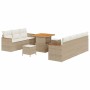Conjunto de sofá de jardín con cojín 10 pcs Beige Poliratán