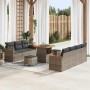 Conjunto de sofá de jardín con cojín 10 pcs Gris Poliratán
