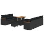 Conjunto de sofá de jardín con cojín 10 pcs Negro Poliratán