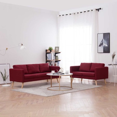 Conjunto de sofás 2 piezas tela color vino tinto