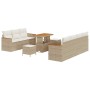 Conjunto de sofá de jardín con cojín 10 pcs Beige Poliratán