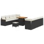 Conjunto de sofá de jardín con cojín 11 pcs Negro Poliratán