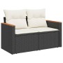 Conjunto de sofá de jardín con cojín 11 pcs Negro Poliratán