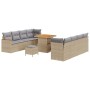 Conjunto de sofá de jardín con cojín 11 pcs Beige Poliratán
