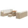 Conjunto de sofá de jardín con cojín 11 pcs Beige Poliratán