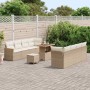 Conjunto de sofá de jardín con cojín 11 pcs Beige Poliratán