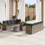 Conjunto de sofá de jardín con cojín 11 pcs Gris Poliratán