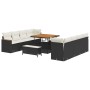 Conjunto de sofá de jardín con cojín 11 pcs Negro Poliratán