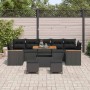 Conjunto de sofá de jardín con cojín 10 pcs Negro Poliratán