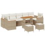Conjunto de sofá de jardín con cojín 10 pcs Beige Poliratán