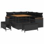 Conjunto de sofá de jardín con cojín 8 pcs Negro Poliratán