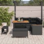 Conjunto de sofá de jardín con cojín 8 pcs Negro Poliratán