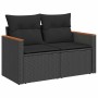 Conjunto de sofá de jardín con cojín 8 pcs Negro Poliratán