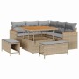 Conjunto de sofá de jardín con cojín 8 pcs Beige Poliratán