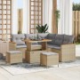 Conjunto de sofá de jardín con cojín 8 pcs Beige Poliratán