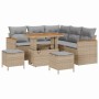 Conjunto de sofá de jardín con cojín 8 pcs Beige Poliratán