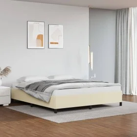 Cream synthetic leather bed frame 160x200 cm by vidaXL, Beds and slatted bases - Ref: Foro24-347259, Price: 145,47 €, Discoun...