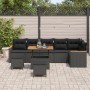 Conjunto de sofá de jardín con cojín 9 pcs Negro Poliratán