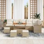 Conjunto de sofá de jardín con cojín 10 pcs Beige Poliratán