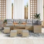 Conjunto de sofá de jardín con cojín 10 pcs Beige Poliratán