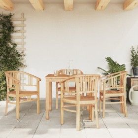 Juego de comedor para jardín 5 piezas madera maciza de teca de vidaXL, Conjuntos de jardín - Ref: Foro24-3155754, Precio: 675...