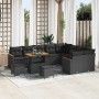 Conjunto de sofá de jardín con cojín 12 pcs Negro Poliratán