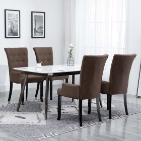 Sillas de comedor con reposabrazos 4 unidades tela marrón