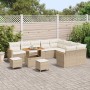 Conjunto de sofá de jardín con cojín 12 pcs Beige Poliratán