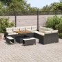 Conjunto de sofá de jardín con cojín 13 pcs Negro Poliratán