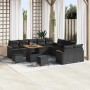 Conjunto de sofá de jardín con cojín 13 pcs Negro Poliratán