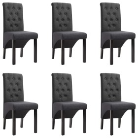 Sillas de comedor 6 unidades tela gris oscuro