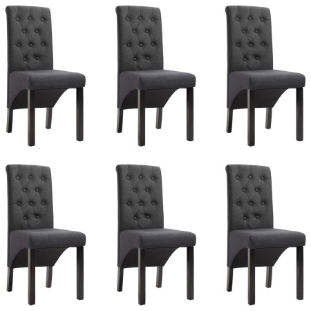 Sillas de comedor 6 unidades tela gris oscuro