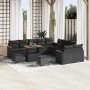 Conjunto de sofá de jardín con cojín 13 pcs Negro Poliratán