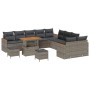 Conjunto de sofá de jardín con cojín 13 pcs Gris Poliratán