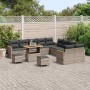 Conjunto de sofá de jardín con cojín 13 pcs Gris Poliratán
